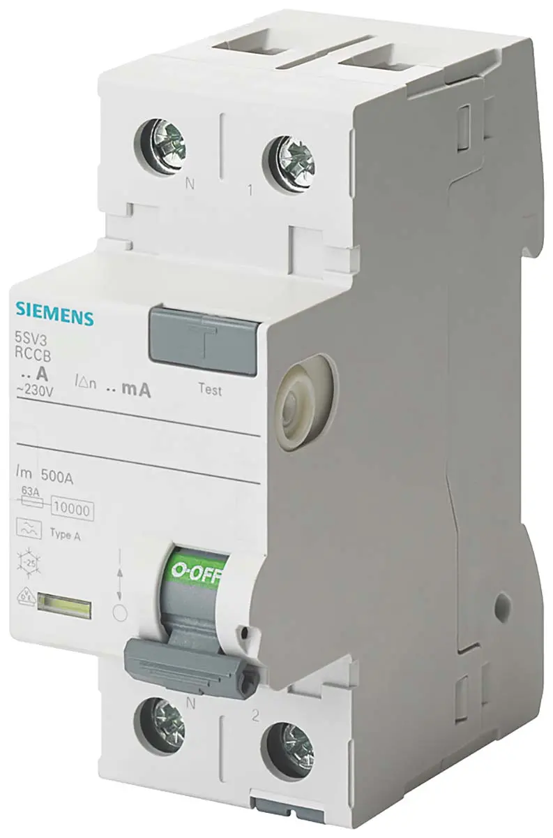 Produktfoto 1 von Siemens 5SV3 RCCB, 2-polig, 25A, 30mA Typ A SENTRON 230V ac