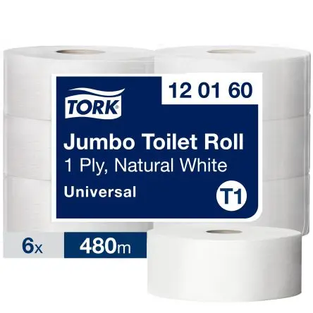 Tork Toilettenpapier 2400-Blatt, 6 x Rollen 480 m Tork Jumbo Universal Jumbo