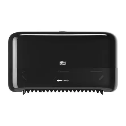 Produktfoto 1 von Tork Kunststoff Toilettenpapierhalter Doppelt, Schwarz, 130 mm x 207 mm x 360mm Wandhalterung