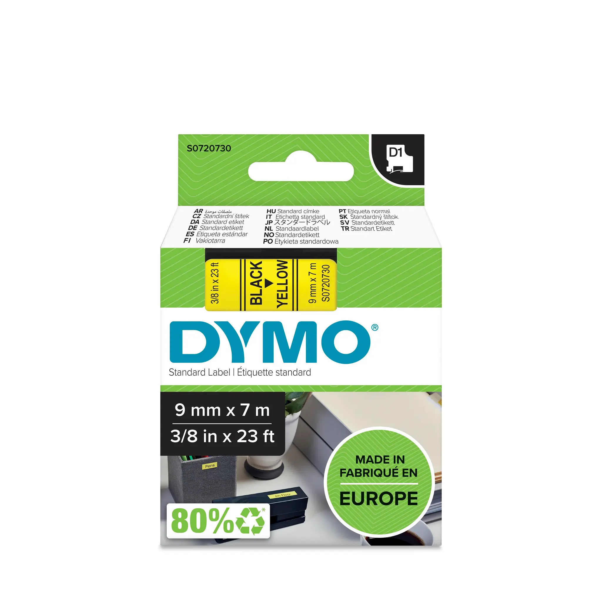 Produktfoto 1 von DYMO Rhino Beschriftungsband Schwarz für Dymo 160, Dymo 210D, Dymo 280, Dymo 360, Dymo 420P, Dymo 450 DUO, Dymo 500TS,