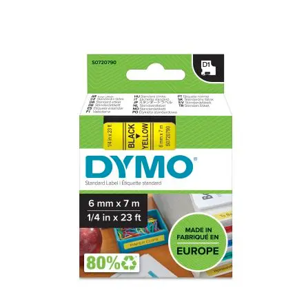 Produktfoto 1 von Dymo Beschriftungsband Schwarz für LabelManager 150 auf Gelb 7 m 6 mm 7 m 6 mm