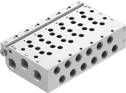 Produktfoto 1 von Festo Serie VABM 566645 Geschmiedete Aluminiumlegierung Verteilerleiste 5-Stationen Anschluss Metrisch, G