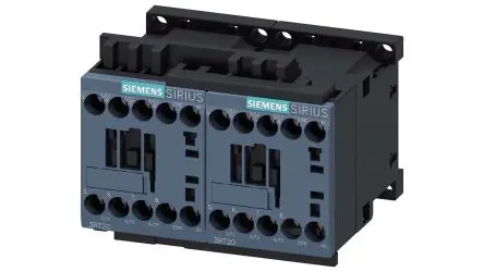 Produktfoto 1 von Siemens 3RA23 Wendeschütz 230V ac-Spule, 3-polig, 690V / 9 A 230V ac 4 kW 3 Schließer Motorsteuerung, Umkehrend