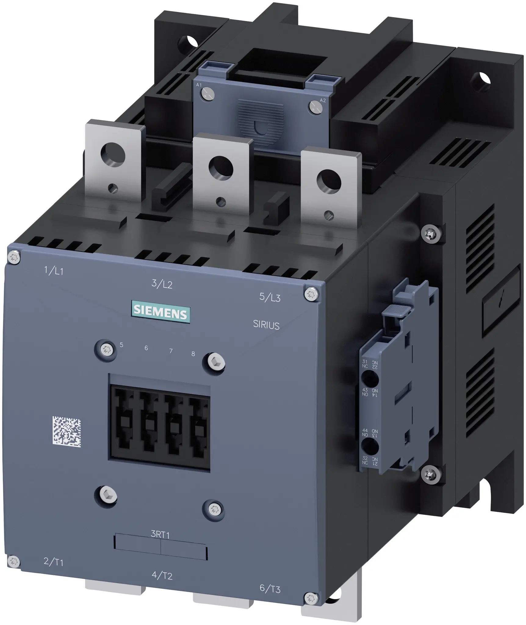 Produktfoto 1 von Siemens 3RT1 Schütz 220/240 V ac/dc-Spule, 3-polig, 690V / 400 A 240 V ac/dc 200 kW 2 Schließer/2 Öffner Umkehrend