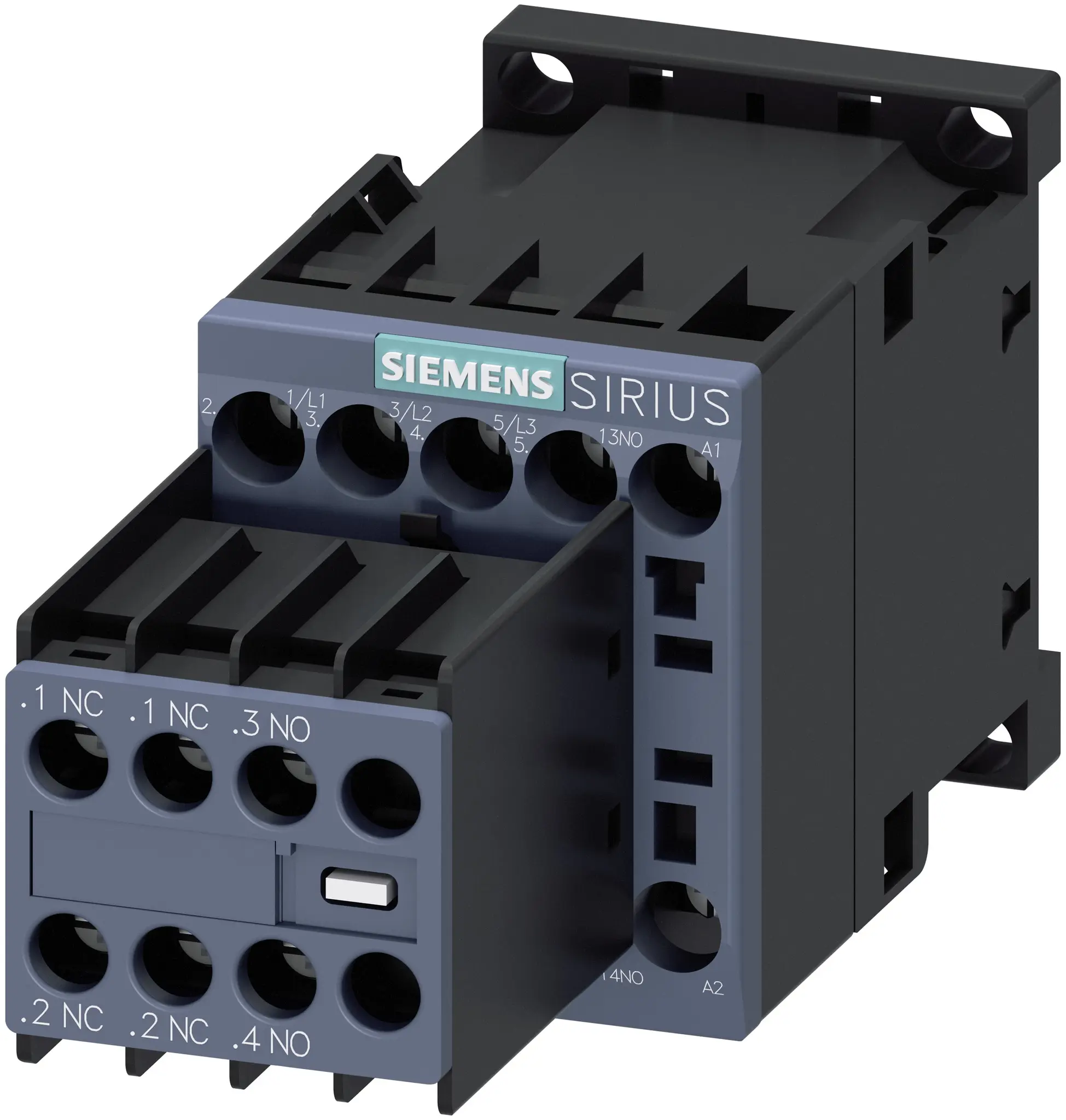 Produktfoto 1 von Siemens 3RT2 Schütz 24 V dc-Spule, 3-polig, 690V / 9 A 24 V dc 4 kW 2 Schließer/2 Öffner Umkehrend 4-Hilfskontakte
