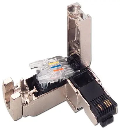 Produktfoto 1 von Siemens 6GK1901 Stecker Kat. 6 RJ45-Steckverbinder, 2-Port 4-polig Kabel gewinkelt