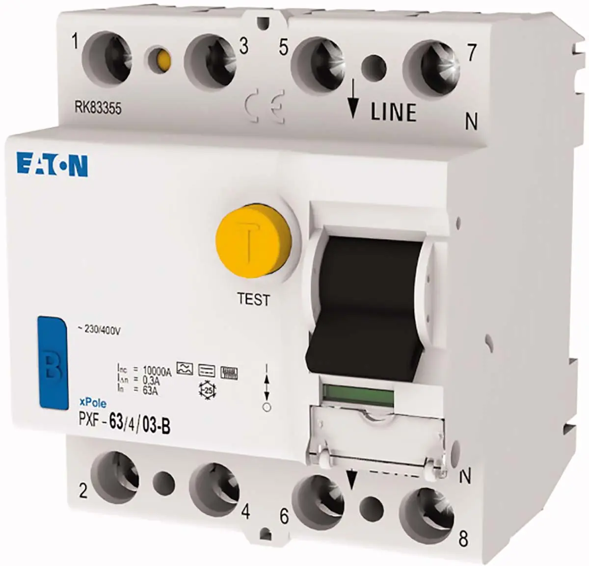 Produktfoto 1 von Eaton RCCB, 4-polig, 63A, 300mA PXF 230 V ac, 400 V ac