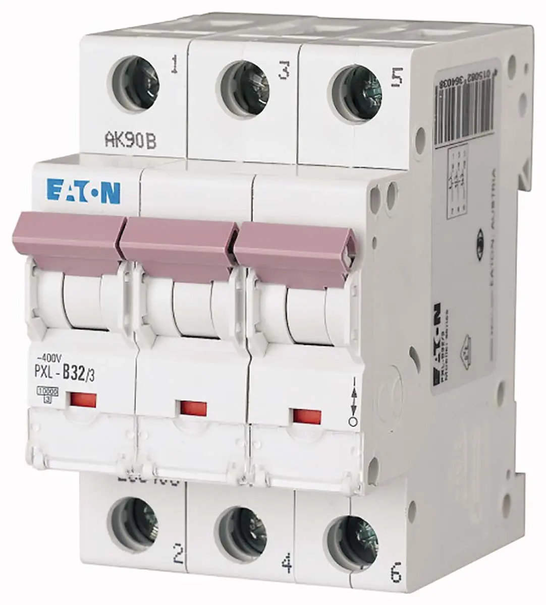 Produktfoto 1 von Eaton PXF Miniaturüberlastschalter Typ B, Pol 3-polig 32 A 400 V ac, Abschaltvermögen 10 kA PXL