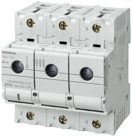 Produktfoto 1 von Siemens 5SG Sicherungsschalter-Trennschalter / 4-polig 63 A 63A Umschlossen, D02 Sicherungsgröße