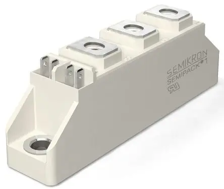 Produktfoto 1 von Semikron Danfoss SCR Dioden-/Thyristor-Modul SCR 95 A SEMIPACK1 1600 V, Gate-Trigger 150 mA 2 kA 1.65 V