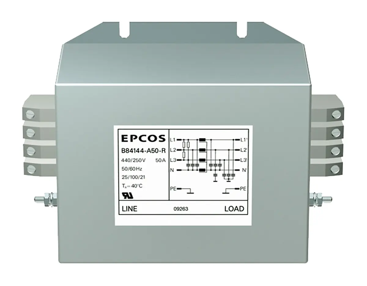EPCOS B84144A*R000 EMV-Filter, 440V ac, 16 A, Flanschmontage, Stecker, 3-phasig 1.11 mA / 50/60 Hz 1 Zustände