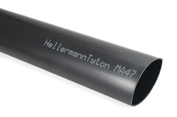 Produktfoto 1 von HellermannTyton MA47 Wärmeschrumpfschlauch, Polyolefin Schwarz, Ø 115 mm Schrumpfrate 4:1, Länge 1m