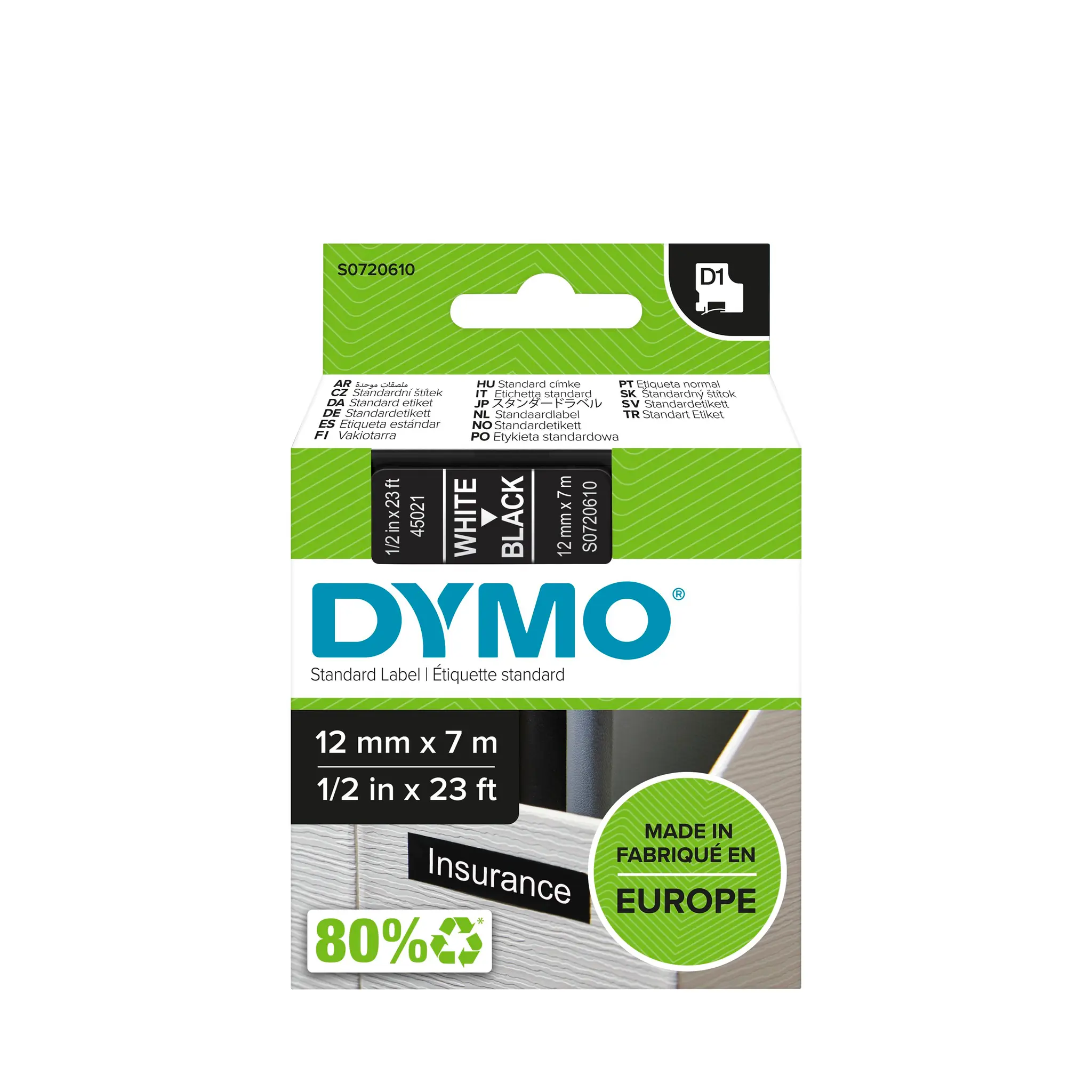 Produktfoto 1 von DYMO Rhino Beschriftungsband Weiß für Dymo 160, Dymo 210D, Dymo 280, Dymo 360, Dymo 420P, Dymo 450 DUO, Dymo 500TS,