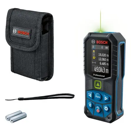 Produktfoto 1 von Bosch GLM 50-27 CG Digital Laser Entfernungsmesser, Klasse 2, 0.05/50.00 μm, 515 nm, ±1.5 mm, Grün, AA
