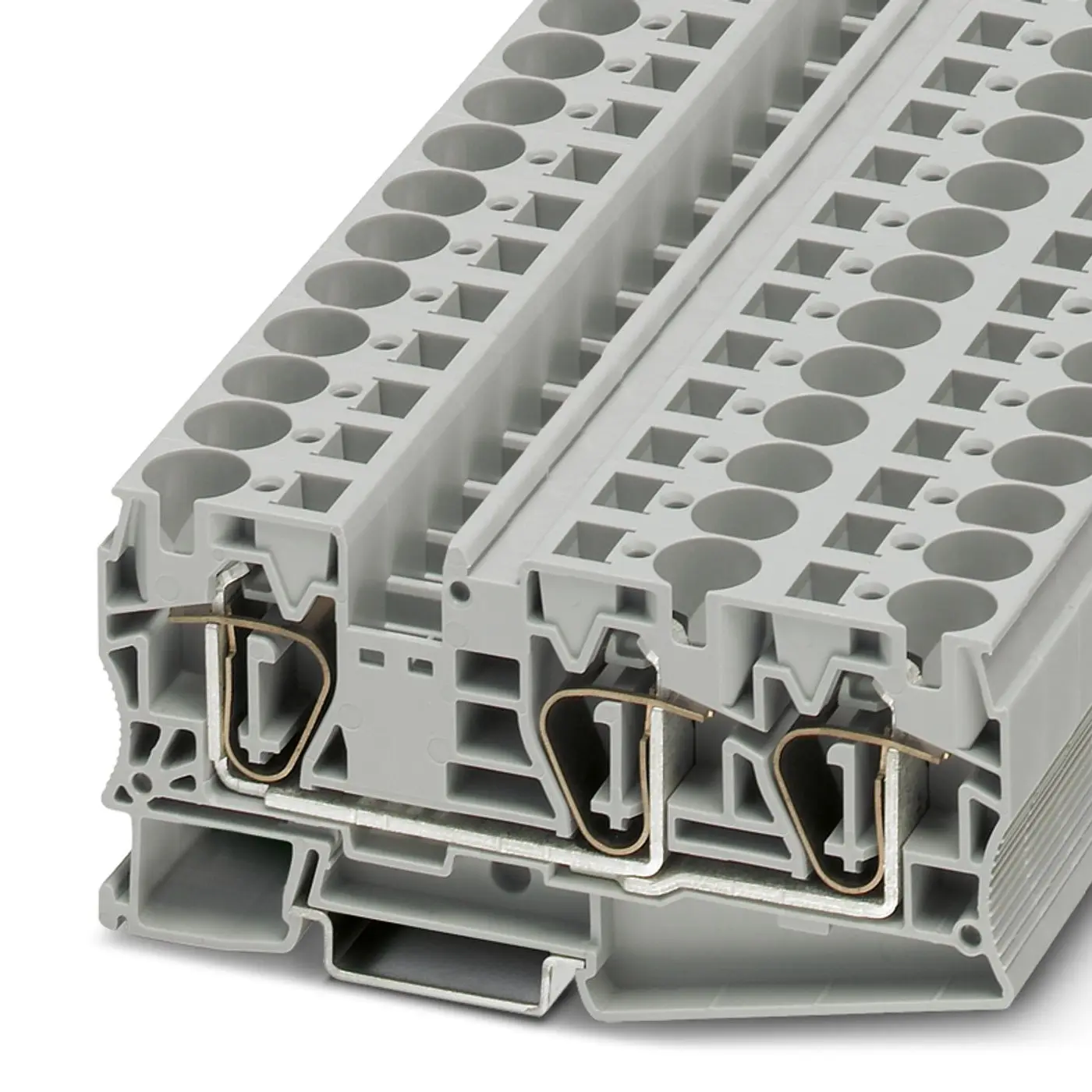 Produktfoto 1 von Phoenix Contact ST 16-TWIN Anschlussklemmenblock für Durchkontaktierung 1 Grau, 25 mm², 1 kV ZUGFEDER