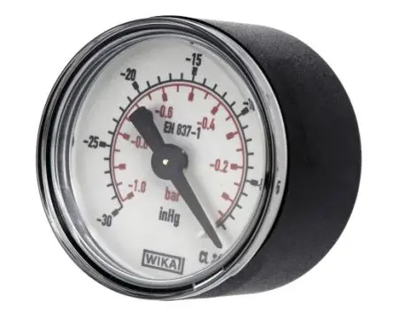 Produktfoto 1 von WIKA Mit Gewinde 111.XX Manometer 63 mm -1 bar → 0 bar Kunststoff Gehäuse G 1/4