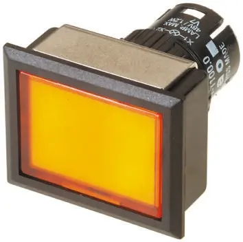 EAO 61 Drucktastenkopf, Gelb Tastend erhöhter Betätiger, Glatt, Beleuchtet Vierkant, IP65
