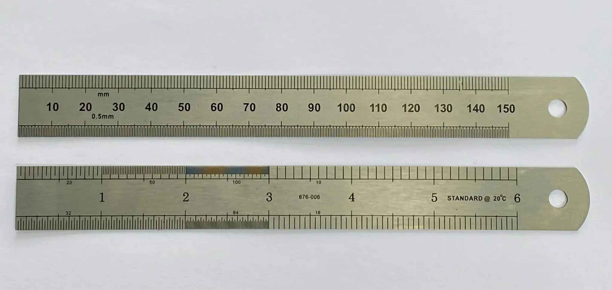Produktfoto 1 von RS PRO Stahl Lineal Zoll, Metrisch Höhensicher 150 mm x 19 mm