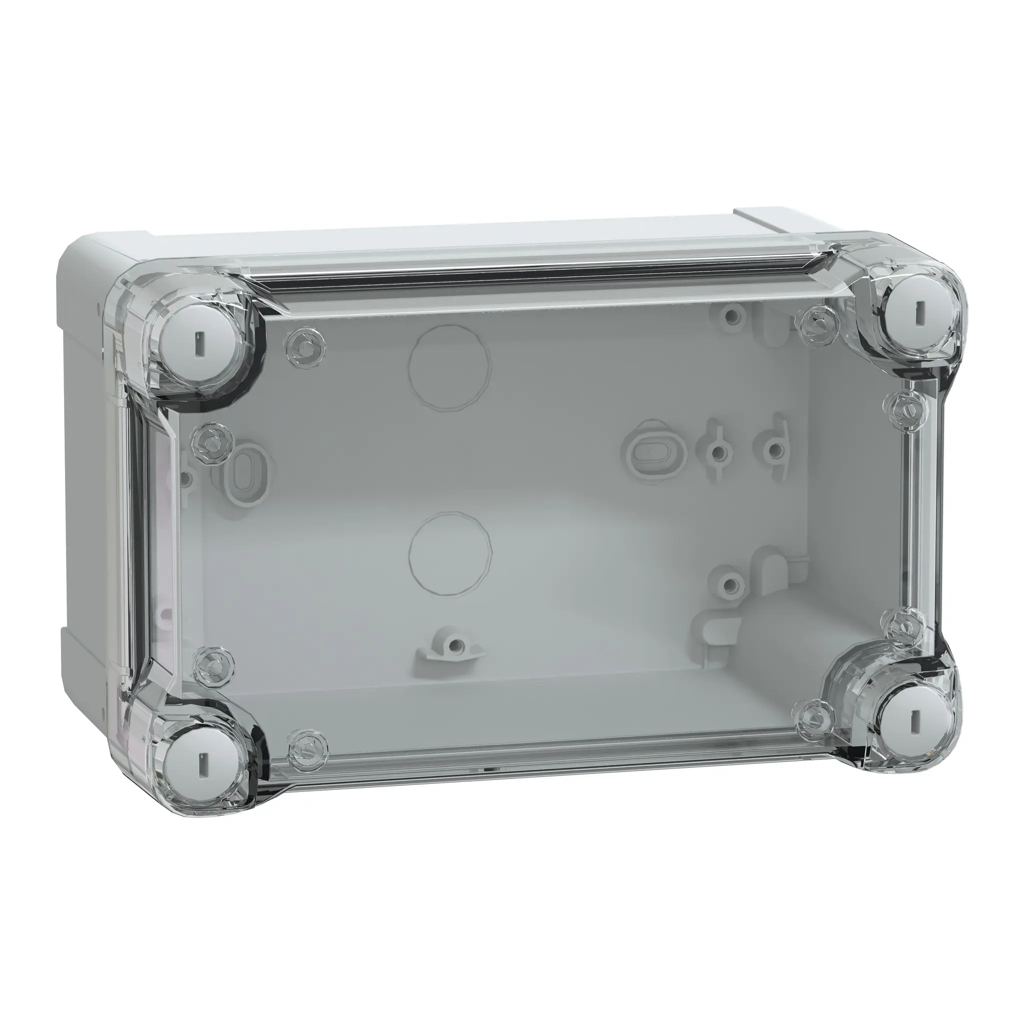 Produktfoto 1 von Schneider Electric PanelSeT Polycarbonat Wandanschlusskasten Klar, Grau IP66, HxBxT 192 mm, 121 mm x 105 mm