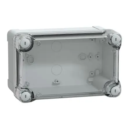 Produktfoto 1 von Schneider Electric PanelSeT Polycarbonat Wandanschlusskasten Klar, Grau IP66, HxBxT 192 mm, 121 mm x 105 mm