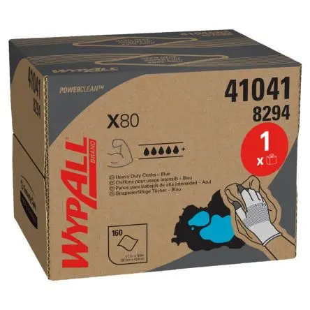 Produktfoto 1 von WYPALL WypAll X80 Lappen für Allgemeine Reinigung Rahmenklemme Trocken 152 pro Paket Stk. Blau, 426 x 282 mm Mehrmalige