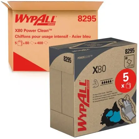 Produktfoto 1 von WYPALL WypAll® X80 Power Clean™ 8295 Lappen für Allgemeine Reinigung Rahmenklemme Trocken 80 pro Paket Stk. Blau, 426 x