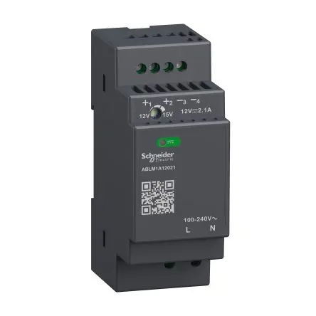 Produktfoto 1 von Schneider Electric Modicon ABL DIN-Schienen Netzteil Geregeltes Schaltnetzteil 240V ac AC / 2.1 A 12V dc DC 25 W