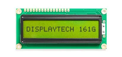 Produktfoto 1 von Displaytech 161 g Monochrom LCD, Alphanumerisch LED Grün, Gelb 1 Zeile mit 16 Zeichen, Hintergrund Gelb, Grün, 8-Bit