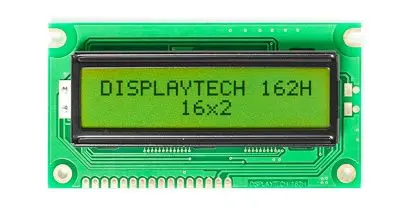 Produktfoto 1 von Displaytech 162H Monochrom LCD, Alphanumerisch LED Grün, Gelb 2 x 16, Hintergrund Grün