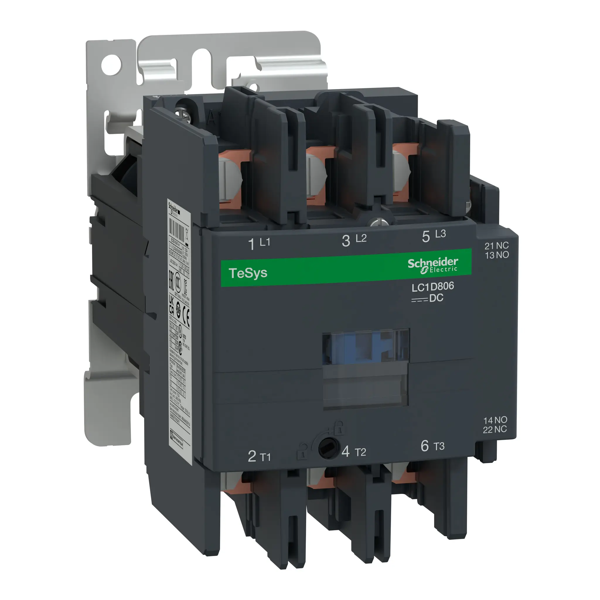 Produktfoto 1 von Schneider Electric TeSys D Schütz 24 V dc-Spule, 3-polig, 690V / 80 A 24 V dc 45 kW 1 Schließer/1 Öffner Umkehrend