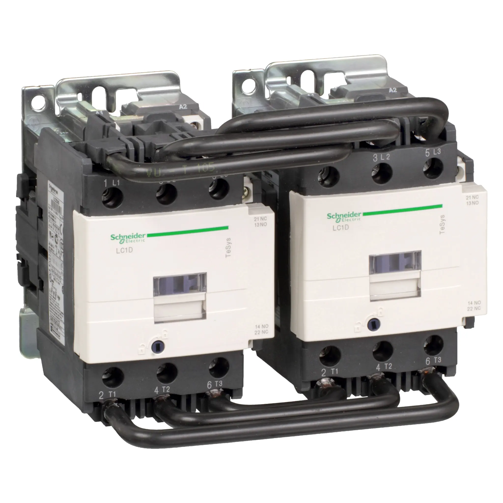 Produktfoto 1 von Schneider Electric TeSys D Schütz 110 V ac-Spule, 3-polig, 1000V / 80 A 45 kW 1 Schließer/1 Öffner Umkehrend