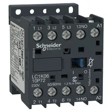 Produktfoto 1 von Schneider Electric TeSys K Schütz 24V ac-Spule, 3-polig, 690V / 9 A 4 kW 1 Schließer Motorsteuerung,