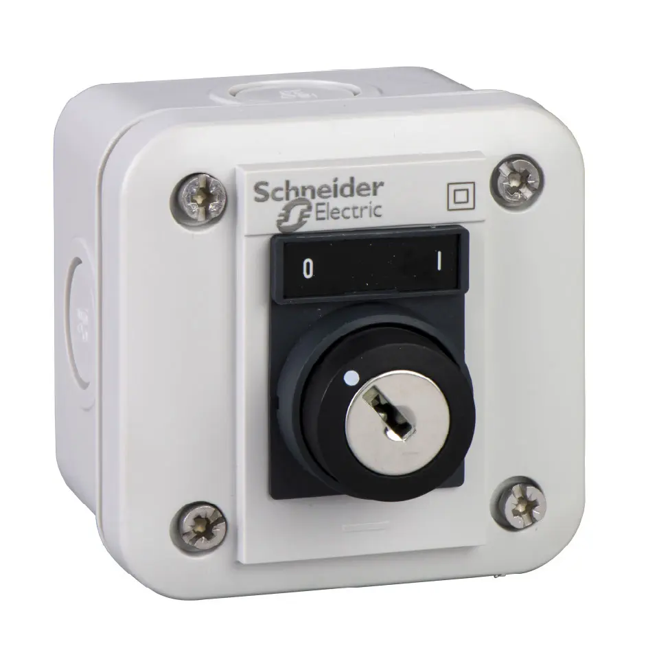 Produktfoto 1 von Schneider Electric XALE Drucktaste-Steuerstation 1-poliger Umschalter Schwarz Polycarbonat, IP54, 1 Hellgrau Ø 22 mm E/A