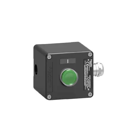 Produktfoto 1 von Schneider Electric Federrückstellung Harmony Drucktaste-Steuerstation 1 Schließer Grün Metall, IP65, 2 Metall Schwarz