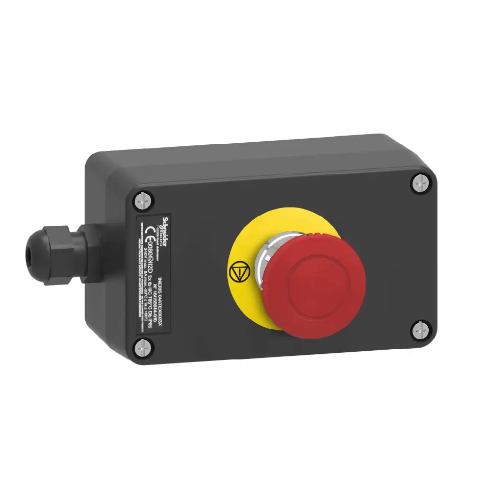 Produktfoto 1 von Schneider Electric Push-Pull XAWG Drucktaste-Steuerstation 1 Öffner/1 Öffner Rot Glasfaserverstärkt, IP65, 2 Schwarz Ø