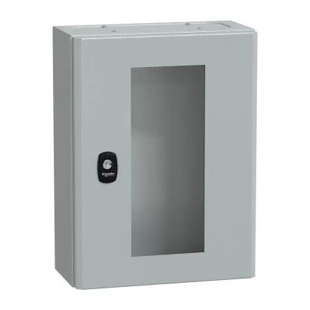 Produktfoto 1 von Schneider Electric PanelSeT S3DM/S3DB Stahl Wandanschlusskasten Grau IP66 Transparente Tür, HxBxT 400 mm, 300 mm x 150