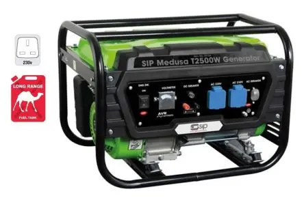 Produktfoto 1 von SIP 2 kW 1-Phasen Stromerzeuger / 230V, 44 kg, Benzin 15 L UK-Anschluss