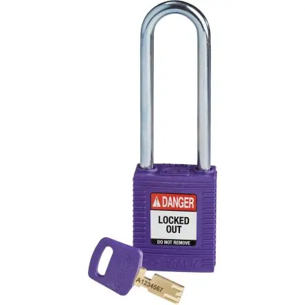 Produktfoto 1 von Brady Nylon, Stahl Vorhängeschloss 6.35 mm, 76.2 mm, Violett
