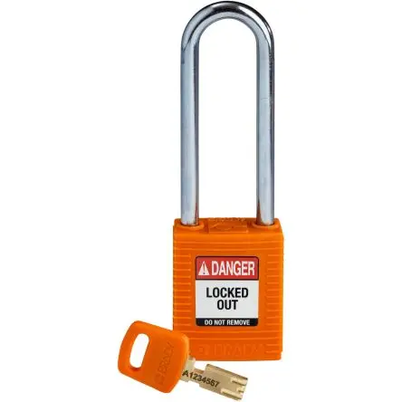 Produktfoto 1 von Brady Stahl, Nylon Vorhängeschloss 6.35 mm, 76.2 mm, Orange
