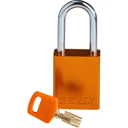 Produktfoto 1 von Brady Eloxierter Aluminiumstahl Vorhängeschloss 6.35 mm, 38.1 mm, Orange