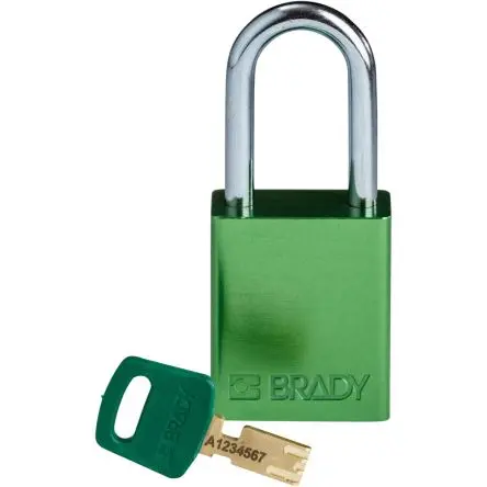 Produktfoto 1 von Brady Eloxierter Aluminiumstahl Vorhängeschloss 6.35 mm, 38.1 mm, Grün