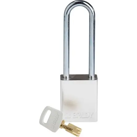Produktfoto 1 von Brady Eloxierter Aluminiumstahl Vorhängeschloss 6.35 mm, 76.2 mm, Silber