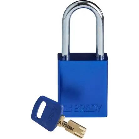 Produktfoto 1 von Brady Eloxierter Aluminiumstahl Vorhängeschloss 6.35 mm, 38.1 mm, Blau