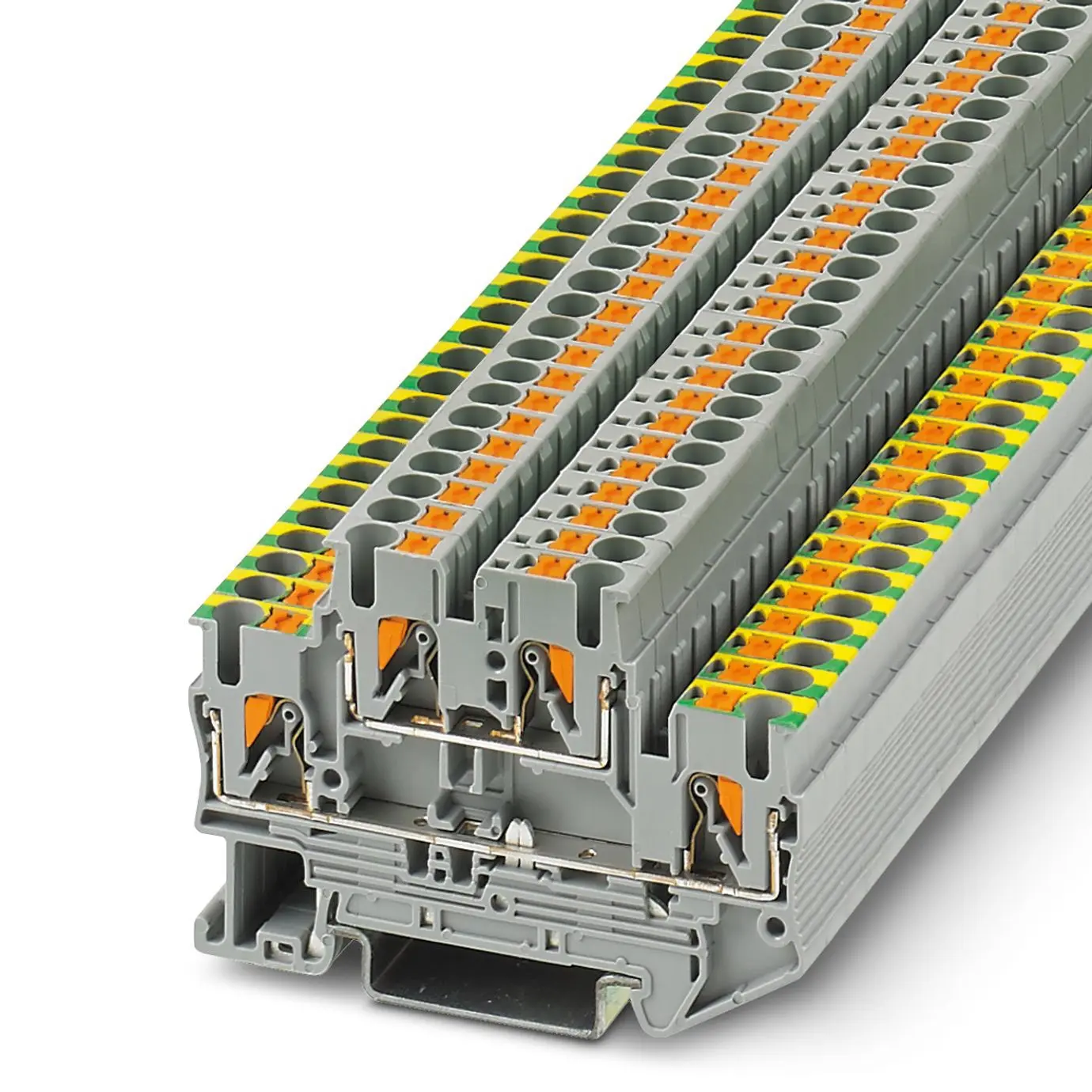 Produktfoto 1 von Phoenix Contact PTTB 2.5-PE/L Doppelstock Reihenklemmen 2 Grau, 0.14 to 4 mm², 500 V Einsteck-Anschluss