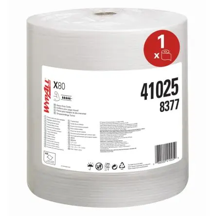 Produktfoto 1 von WYPALL WypAll Trocken Reinigung, Weiß Rolle, 31 cm x 31.5 cm, 455 pro Paket Tücher pro Packung