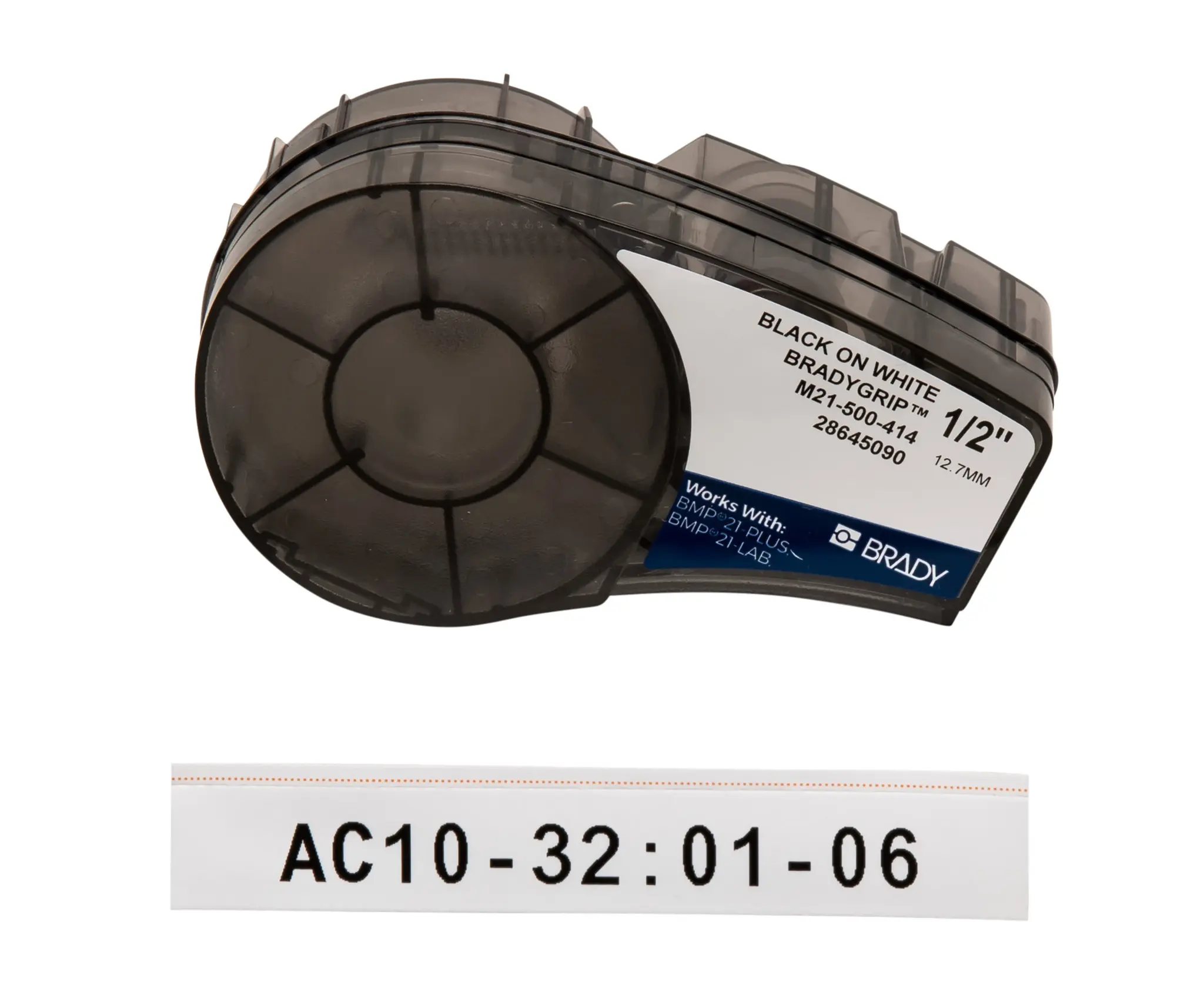 Produktfoto 1 von Brady B-414 Beschriftungsband Schwarz für M210, M210-LAB, M211, BMP21-PLUS, BMP21-LAB, IDPAL, LABPAL auf Schwarz auf