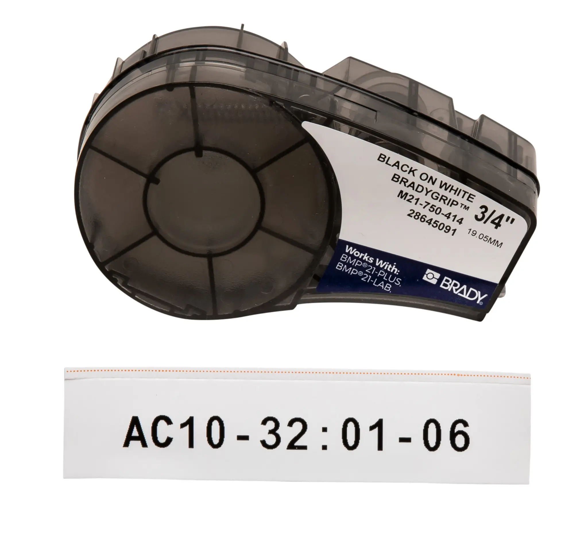 Produktfoto 1 von Brady B-414 Beschriftungsband Schwarz für M210, M210-LAB, M211, BMP21-PLUS, BMP21-LAB, IDPAL, LABPAL auf Schwarz auf