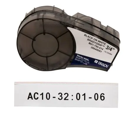 Produktfoto 1 von Brady Beschriftungsband Schwarz für BMP21 LAB auf Weiß, Schwarz 3 m 19.05 mm 19.05 mm
