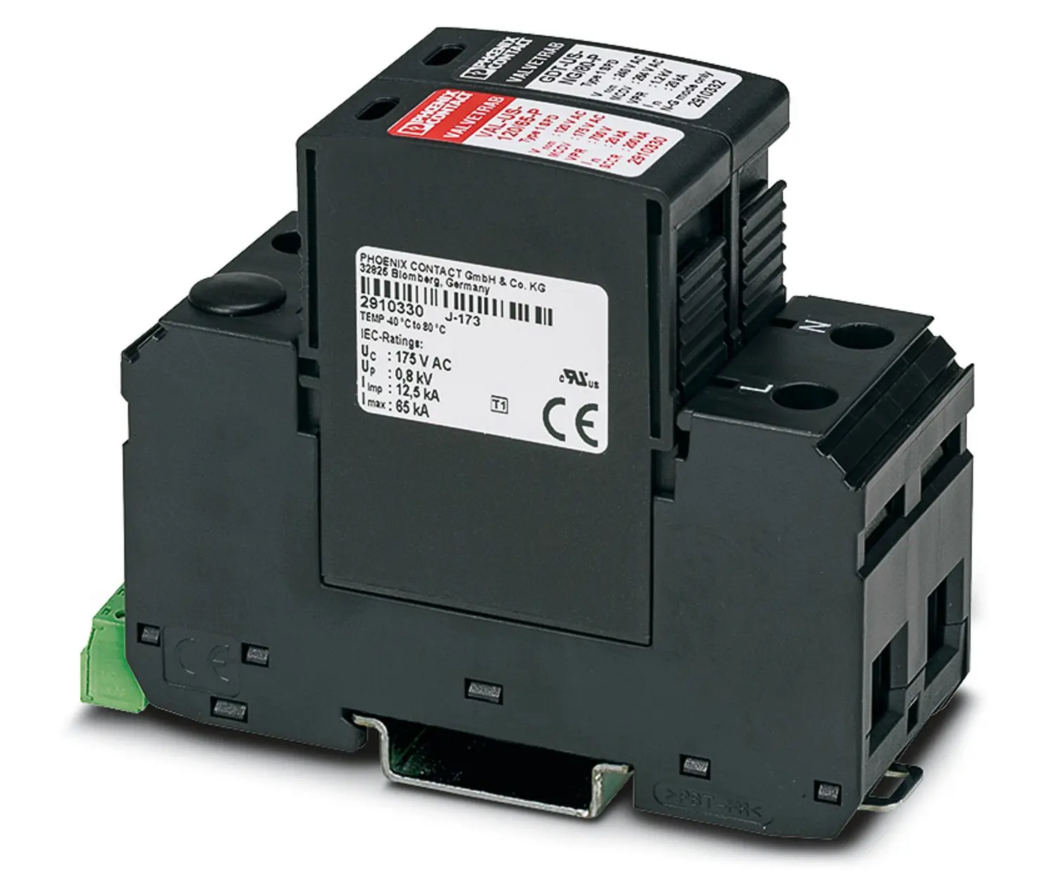 Produktfoto 1 von Phoenix VAL US Überlastschutzgerät Überlastschutzgerät 35 kA 125V ac, DIN-Hutschiene, -40 °C→80 °C