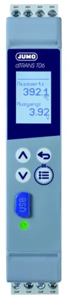 Produktfoto 1 von Jumo Temperatur-Messumformer 110 → 240 V ac, -200°C → 850°C für PT100 Ausgang Analog, Relais